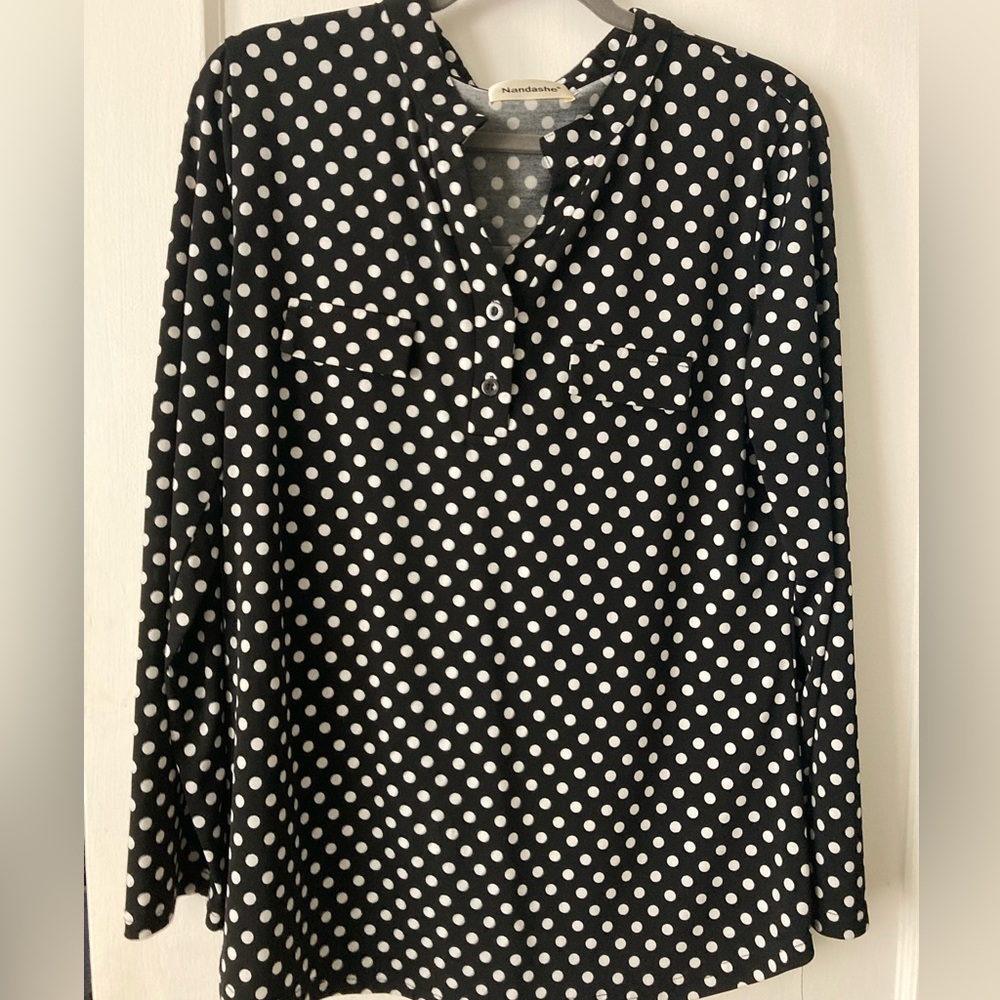 Black and White Polka Dot Pullover Tunic